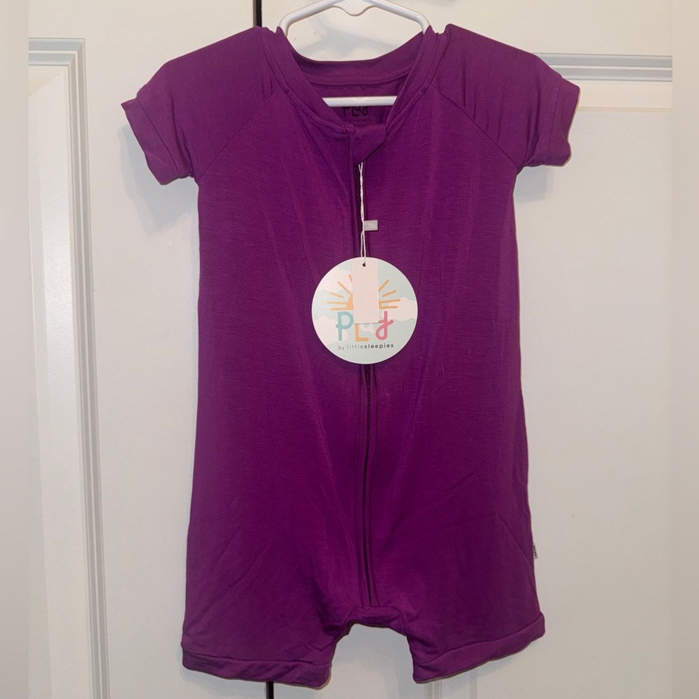 Purple Shorty Zippy Little Sleepies Bamboo Zip Up Baby Romper 18-24 months NWT